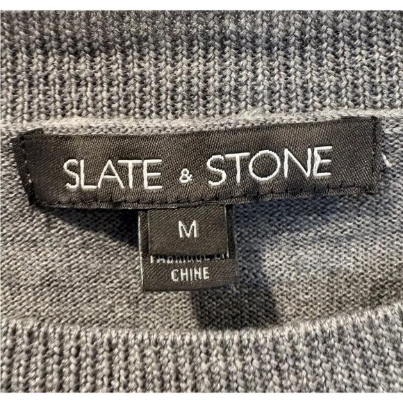 Slate & Stone Navy Blue Gray Color Block Wool Sweater Mens Size Medium (513) - Picture 3 of 5